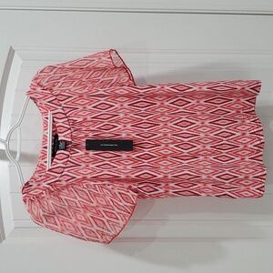 Pink and White Graphic Boxy Blouse